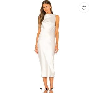 The Bar in Blanc Silk Midi dress